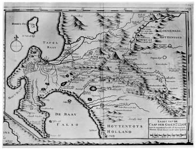 Een kaart van de Kaap de Goede Hoop in de tijd van de Van der Stels, Zuid-Afrika, 18e eeuw 1931 door Unbekannt