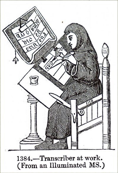 Een monnik die een manuscript verlucht door Unbekannt