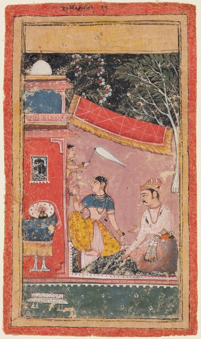 Een pagina uit een Ragamala-serie: Ramakali Ragini van Hindol Raga, c. 1610 door Unbekannt