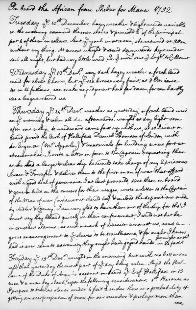 Een pagina uit het dagboek van John Newton, 1750-1754, 1965 door Unbekannt