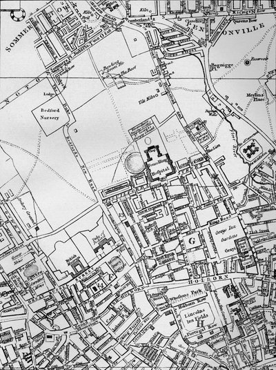 Een plan van Holborn, St Giles en St Pancras, Londen, in 1800 1911 door Unbekannt