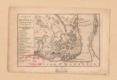 Een plan van Quebec, metropool van Canada in Noord-Amerika door Unbekannt