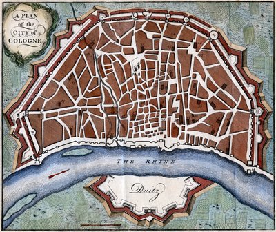 Een plan van de stad Keulen door Unbekannt