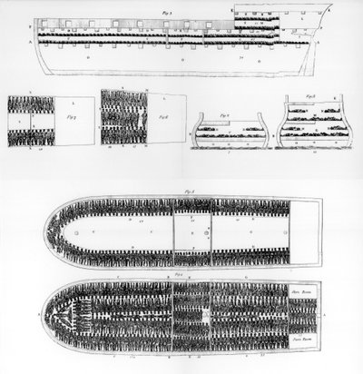 Een plan van het interieur van een slavenschip, 1808 1965 door Unbekannt