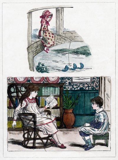 Een prent uit Het Kleine Volk Natuur Schilderboek door Kate Greenaway, ca. 1880s door Unbekannt
