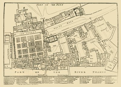 Een verkleinde kopie van Fishers Grondplan van het Koninklijk Paleis van Whitehall, 1680, 1881 door Unbekannt