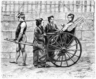 Een riksja, Japan, 1895 door Unbekannt