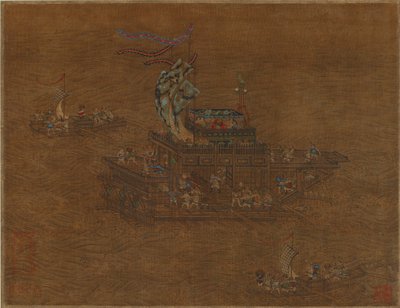 Een koninklijke boot op zee, Ming of Qing-dynastie, 16e-17e eeuw door Unbekannt