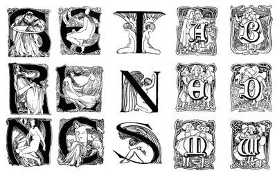 Een set decoratieve beginletters door Unbekannt