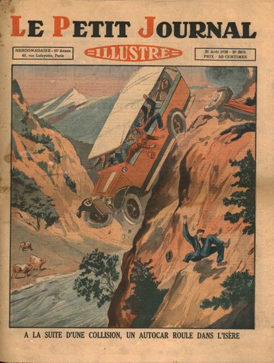 Een voertuig valt in de rivier Isere na een ongeluk, 1930 door Unbekannt