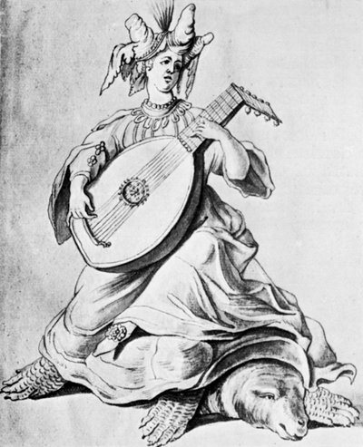Een vrouw die een snaarinstrument bespeelt, begin 17e eeuw, 1926 door Unbekannt