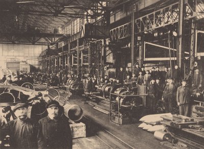 Een werkplaats van de Putilov-fabriek, ca. 1914 door Unbekannt