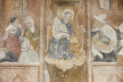 Abdijkerk van Abondance fresco: Jezus met de rabbijnen, Abondance, Frankrijk door Unbekannt