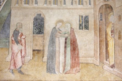 Abdijkerk van Abondance fresco: de Visitatie, Abondance, Frankrijk door Unbekannt
