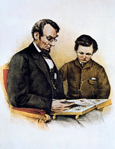Abraham Lincoln en zijn zoon Tad, 9 februari 1864 door Unbekannt