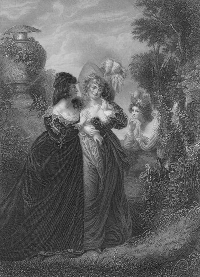 Act III Scene i uit Veel drukte om niets, 19e eeuw door Unbekannt