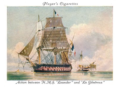 Actie tussen H.M.S. Leander en Le Genereux door Unbekannt