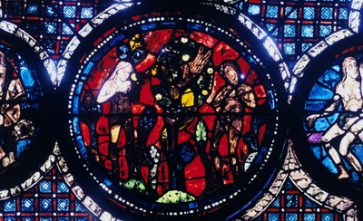 Adam en Eva De Val van de Mens, glas-in-lood, kathedraal van Chartres, Frankrijk, 1194-1260 door Unbekannt