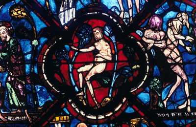 Adam in Eden, glas-in-lood, Kathedraal van Chartres, Frankrijk, 1205-1215 door Unbekannt
