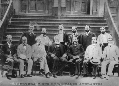 Admiraal Cervera en zijn belangrijkste officieren inclusief Kapitein Eulate, ca. 1910 door Unbekannt
