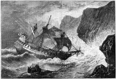 Admiraal Somers strandt zijn schip, Bermuda, 1609 door Unbekannt