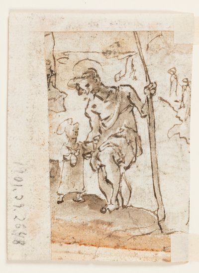 Aanbidding van de Wijzen, St. Christoffel en Christus Kind door Unbekannt