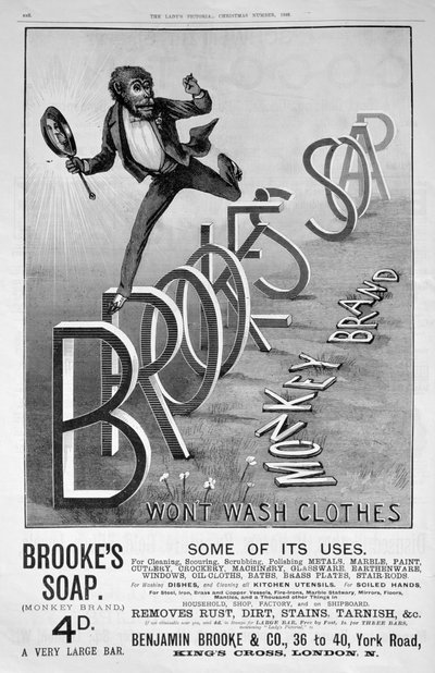 Advertentie voor Brookes Monkey Brand zeep, 1889 door Unbekannt