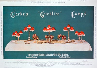 Advertentie voor Clarkes Cricklite-lampen, 1899 door Unbekannt