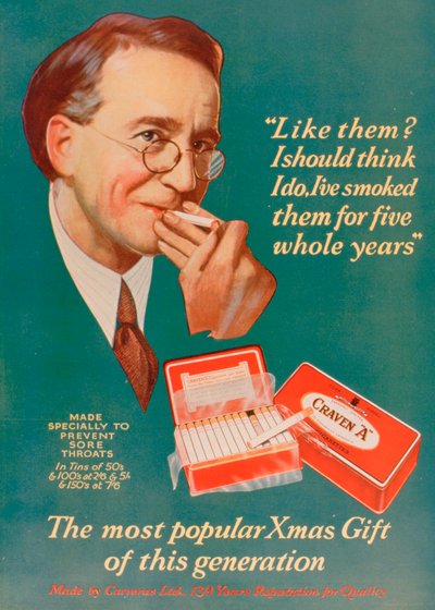 Advertentie voor Craven A sigaretten, 1927 door Unbekannt