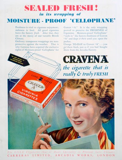 Advertentie voor Craven A sigaretten, 1931 door Unbekannt