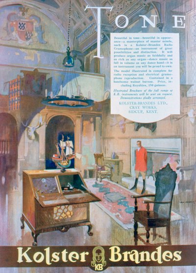 Advertentie voor Kolster Brandes radio grammofoons, 1930 door Unbekannt
