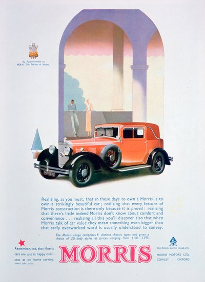 Advertentie voor Morris motorauto