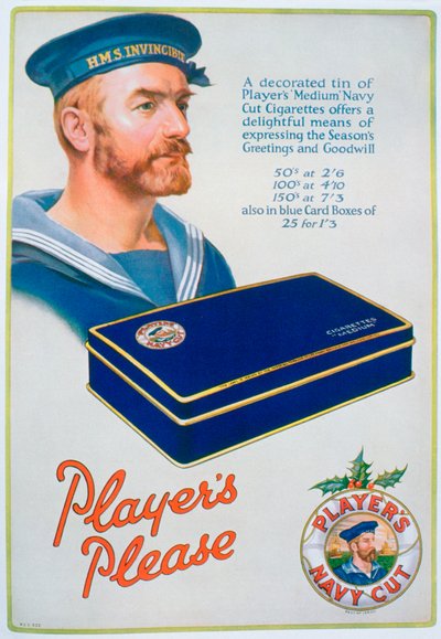 Advertentie voor Players Navy Cut sigaretten, 1928 door Unbekannt