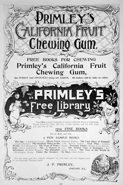 Advertentie voor Primleys California Fruit kauwgom, 1894 door Unbekannt