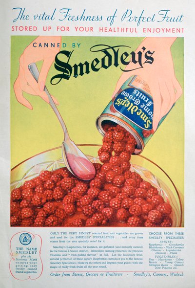 Advertentie voor Smedleys ingeblikt fruit, 1936 door Unbekannt