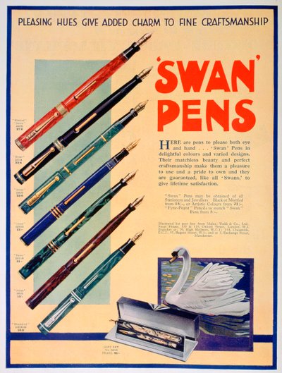 Advertentie voor Swan pennen, 1931 door Unbekannt