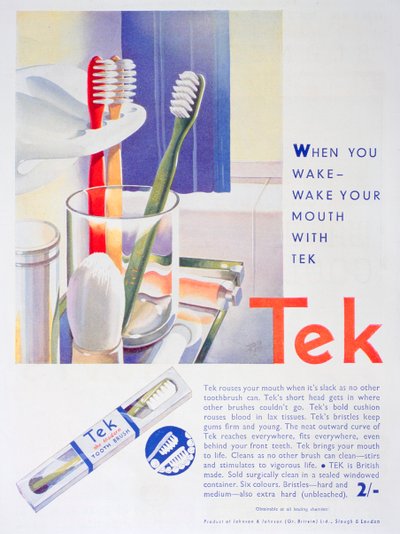 Advertentie voor Tek-tandenborstels, door Johnson en Johnson, 1931 door Unbekannt