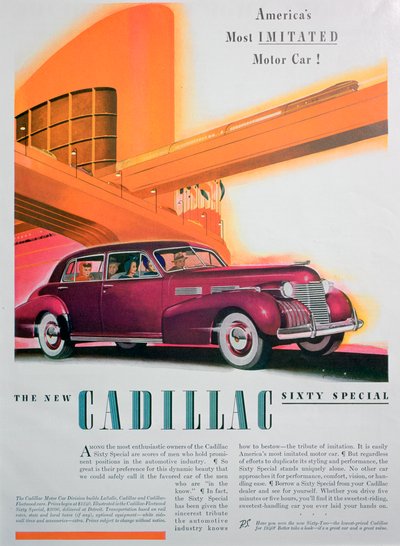 Advertentie voor de Cadillac Sixty Special auto, 1940 door Unbekannt