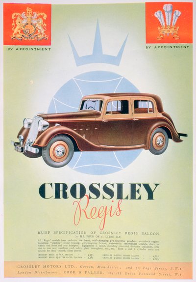 Advertentie voor de Crossley Regis auto, 1935 door Unbekannt