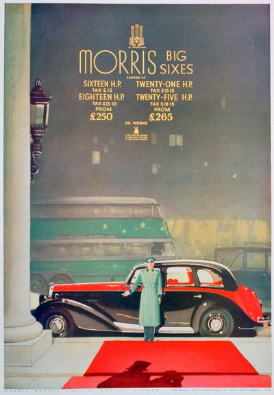 Advertentie voor de Morris Big Six motorwagen, 1936 door Unbekannt