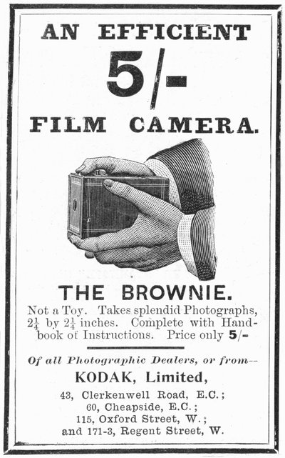 Advertentie voor Kodak Brownie boxcamera