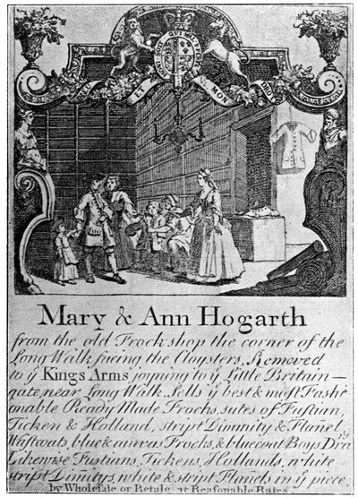 Advertentie voor Mary en Ann Hogarths stoffenwinkel, begin-midden 18e eeuw, 1901 door Unbekannt