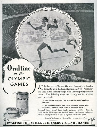 Advertentie voor Ovaltine op de Olympische Spelen van Londen 1948 (litho) door Unbekannt