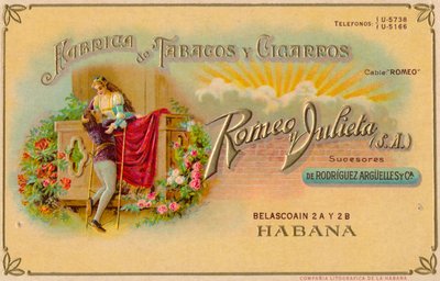 Advertentie voor Romeo y Julieta sigaren, ca. 1900s door Unbekannt
