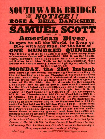 Advertentie voor stuntshows door Samuel Scott, 1840, 1948 door Unbekannt