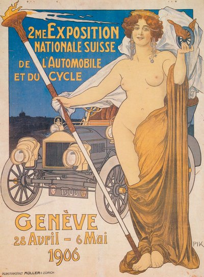 Advertentie voor de Tweede Zwitserse Nationale Auto- en Fietstentoonstelling, Genève, 1906 door Unbekannt