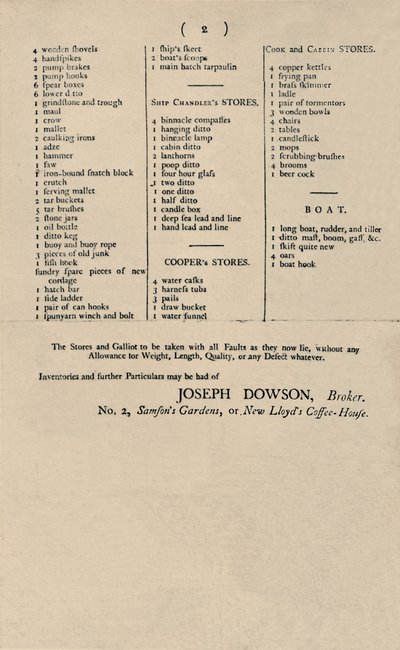 Advertentie van verkoop bij kaarslicht bij Lloyds, 1796, 1928 door Unbekannt
