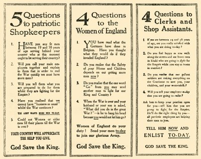 Advertenties die hielpen om Kitcheners leger te werven, 1914-1918, 1919 door Unbekannt