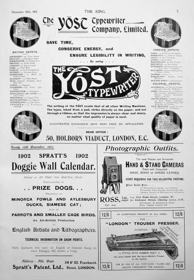 Advertentiepagina uit het King magazine, 14 december 1901 door Unbekannt
