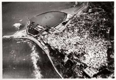Luchtfoto van Tanger, Marokko, vanuit een Zeppelin, 1930 door Unbekannt